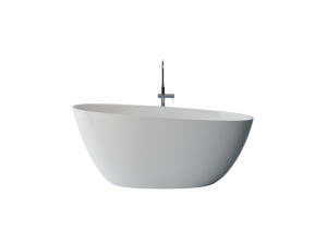 Cada freestanding ovala, compozit alb mat, interior lucios, 157x68x65 cm, Foglia Celestial - Img 2