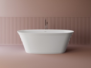 Cada freestanding ovala, compozit alb mat, interior lucios, 170x80x61 cm, Foglia Opal