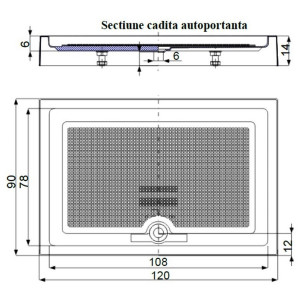 Cadita dus dreptunghiulara acril Belform Cubo 120x90x15 cm alb - Img 2