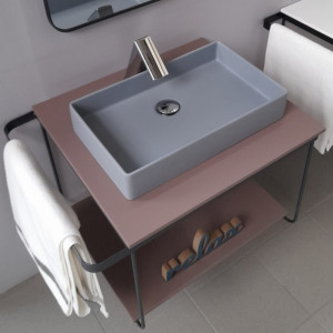 Cadru metalic cu blat, polita si lavoar Kuma SQ50 ZOOM LOFT style, RECTOR, 60 cm