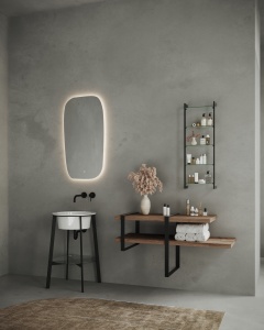 COMP04 Cadru suport metalic negru mat Savini Due Gardenia cu lavoar ceramic, oglinda, blat cu suport metalic, raft metalic - Img 2