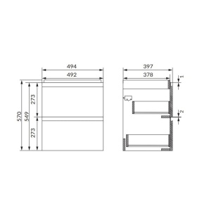 Dulap baza pentru lavoar Cersanit MODUO 50 cm, chasmir - Img 2