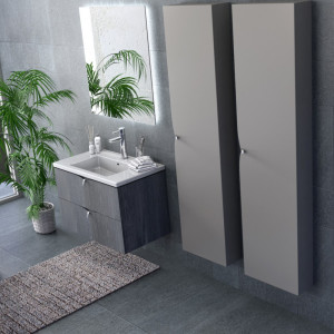 Dulap coloana Oristo Siena 160x40x17 cm, gri mat - Img 2