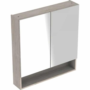 DULAP CU OGLINDA 60 CM SELNOVA SQUARE CU DOUA USI, NUC AMERICAN HICKORY DESCHIS - Img 5