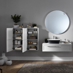 Dulap mediu suspendat Kolpasan Blanche, 2 usi, 92 cm, alb - Img 2