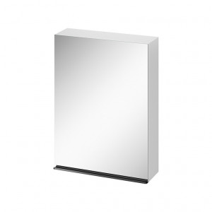 Dulap suspendat cu oglinda Cersanit Virgo, 60x80 cm, alb, maner negru