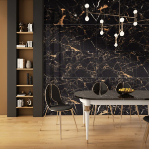 Gresie portelanata, rectificata, Golden Portoro 60x120 cm, High glossy - Img 4