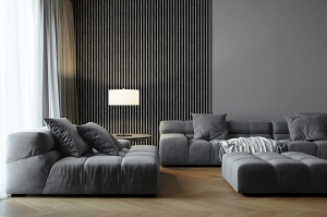 Lamele decorative Stegu Linea Slim, Mdf, 2650x150x30 mm, urban-negru - Img 4
