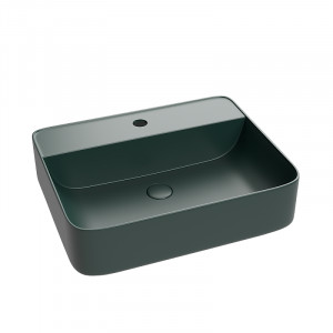 Lavoar baie dreptunghiular pe blat Golar 50x40x14cm, verde inchis mat