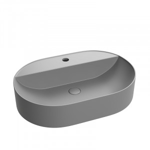 Lavoar baie oval pe blat Maurice, 50x38x12 cm, gri mat