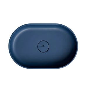 Lavoar compozit Foglia Evo cu montare pe blat, 60x40 cm, albastru mat - Img 2