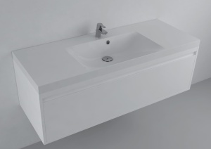 Lavoar incastrat din compozit, dreptunghiular, alb lucios, 101 x 46.4 cm, Foglia Modulo