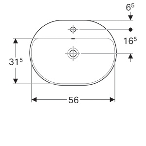 LAVOAR ÎNCORPORAT GEBERIT VARIFORM, ELIPTIC, CU BANC CU ORIFICII DE ROBINET B-60CM, T-45CM, PREAPLIN VIZIBIL, GLAZURAT ALB - Img 6