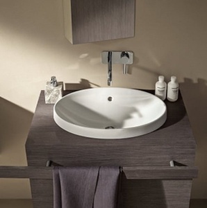 LAVOAR INCORPORAT GEBERIT VARIFORM, OVAL B-50CM, T-40CM, PREAPLIN VIZIBIL, GLAZURAT ALB - Img 5