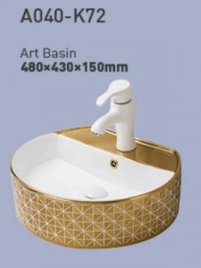 Lavoar pe blat A040-K72 48x43x15 cm, auriu - alb - Img 1