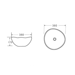 Lavoar pe blat Fluminia Aloe-39, oval, 38.5x38x17 cm, alb - Img 4