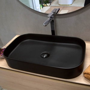 Lavoar pe blat Fluminia Capri-65MB, dreptunghiular, 65x38x11 cm, negru - Img 4