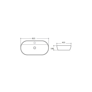 Lavoar pe blat Fluminia Cassandra-81, oval, cu perete subtire, 81.5x41.5x14 cm, alb - Img 4