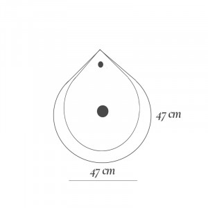 Lavoar pe blat Fluminia Tear, asimetric, 47x19 cm, alb - Img 3