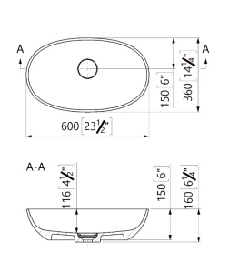 Lavoar pe blat Foglia Bella, compozit, 60 cm, alb - Img 2