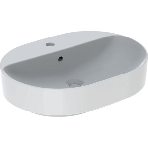 LAVOAR PE BLAT GEBERIT VARIFORM, ELIPTIC, CU BANC CU ORIFICII DE ROBINET B-60CM,T-45CM,PREAPLIN VIZIBIL, ALB - Img 5