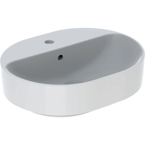 LAVOAR PE BLAT GEBERIT VARIFORM, ELIPTIC, CU BANC CU ORIFICII DE ROBINET B-50CM,T-40CM,PREAPLIN VIZIBIL, ALB - Img 5