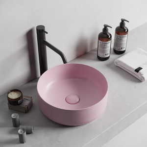 Lavoar pe blat Line, rotund, 35x35x13 cm, roz - Img 3