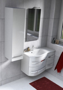 Mobilier suspendat Oristo Opal cu lavoar Opal stanga, 90 cm, alb lucios - Img 3
