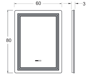 Oglinda cu iluminare LED 3 culori Belform Cronos functie dezaburiere, intrerupator touch, ceas digital 60x80 cm - Img 2