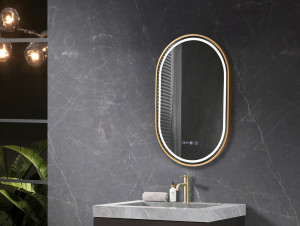 Oglinda cu iluminare LED 3 culori Belform Fortuna rama aurie 50xH80 cm - Img 2