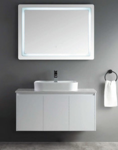 Oglinda cu iluminare led Fluminia Cosimo, buton touch, 100x75x4 cm - Img 2