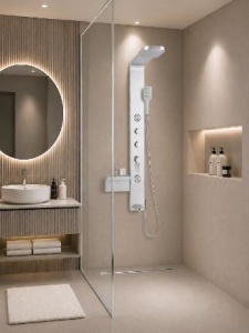 Panel de dus cu hidromasaj Sanotechnik IBIZA SILVER, argintiu mat - Img 6