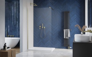 Paravan dus tip Walk-In Radaway Modo New Brushed Gold II, auriu periat, sticla securizata 8 mm - Img 3