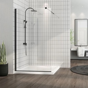 Paravan dus Walk-In Mediterraneo Foxy Black Easy Clean 100xH200 cm, sticla 8 mm, negru mat