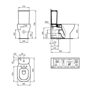 Rezervor WC Ideal Standard, pentru WC stativ Tesi, alimentare inferioară, negru mat - Img 6