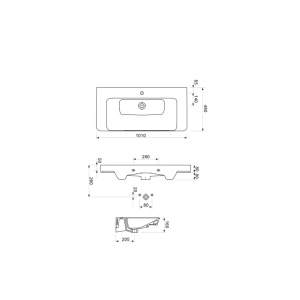 SET B308 Mobilier suspendat cu lavoar Cersanit Lara Mille, 100 cm, nuc - Img 3