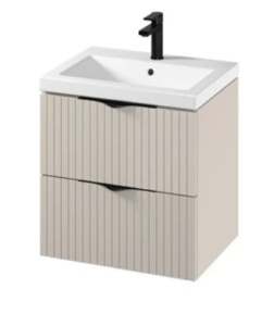 Set C145 Set dulap baie suspendat 2 sertare Cersanit Tirso lavoar inclus, 60 cm, MDF, casmir mat