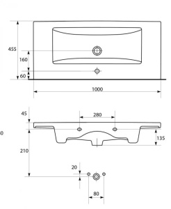 SET C463 Set dulap baie suspendat 2 sertare Cersanit Tirso lavoar inclus, 100 cm, MDF, negru mat - Img 4