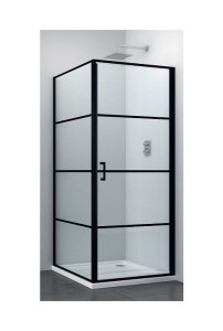 Set cabina de dus Sanotechnik Elite black grid cu cadita slim SMC 80x80 cm - Img 2