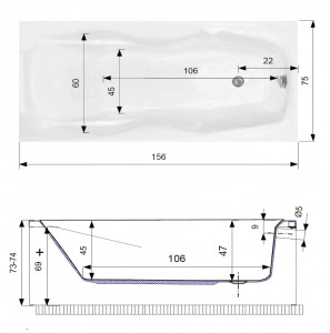 Set cada baie dreptunghiulara Belform Menses, masca, suport, sifon, acril, 156x74.7 cm - Img 2