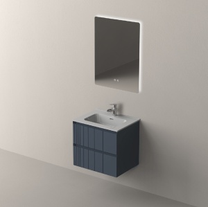 Set mobilier suspendat cu lavoar Nofer Pole 60 cm, cobalt mat