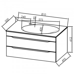 Set mobilier suspendat Kolpasan Malaya cu lavoar 80 cm, gri inchis - Img 3