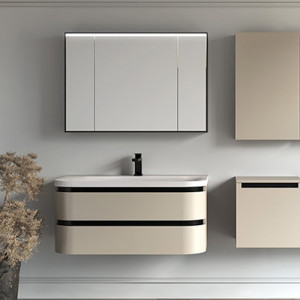 Set mobilier suspendat Kolpasan Vittoria cu lavoar 100 cm, bej mat - Img 4