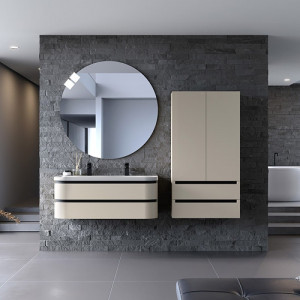 Set mobilier suspendat Kolpasan Vittoria cu lavoar 120 cm, bej mat - Img 2