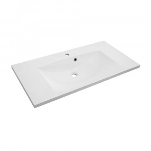 Set mobilier suspendat Oristo Horyzont si lavoar Amelia, 90cm , alb semi-mat - Img 4