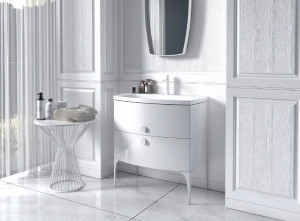 Set mobilier suspendat Oristo Louis cu lavoar Louis 82 cm, alb - Img 2