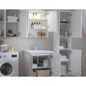 Set mobilier suspendat si lavoar Kolpasan Evelin 2 usi 65 cm, alb - Img 2