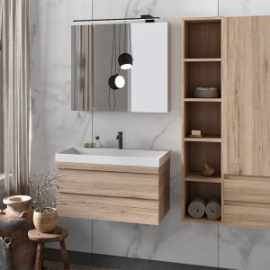 Set mobilier suspendat si lavoar Kolpasan Naomi 70 cm, natural wood - Img 3
