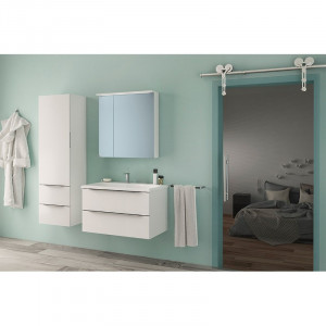 Set mobilier suspendat si lavoar Kolpasan Tara 90 cm, alb