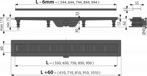 Set rigola dus cu capac negru mat Alcadrain APZ10black Simple 75 cm - Img 4
